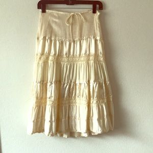 Long Cream Skirt w/ Lace Design (Very Good Cond.)